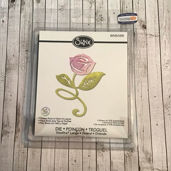 Sizzix Rose Die with stem and leaves - Picture 1 of 3